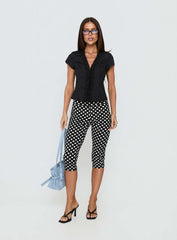 Isadonna Capri Pants Black Polka Dot
