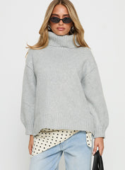 Let Love In Knit Sweater Grey