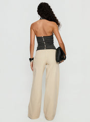Dolley Star Stitch Mid Rise Wide Leg Jean Ecru