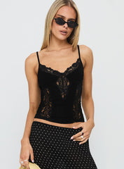 Rhiara Lace Trim Top Black