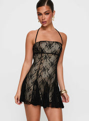Delamere Lace Mini Dress Black