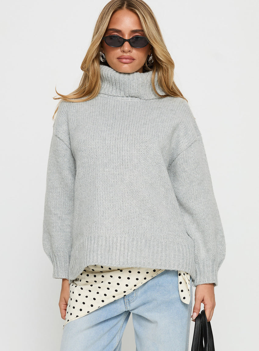 Let Love In Knit Sweater Grey