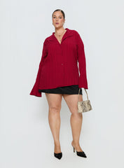 Beatris Long Sleeve Top Red Curve