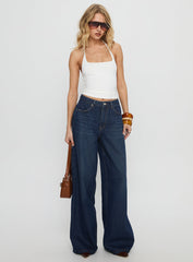 Naylor Mid Rise Wide Leg Jeans Mid Blue Denim Tall