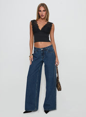 Ramos Low Rise Denim Jeans Dark Blue Wash