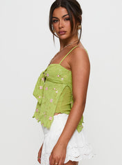 Paislie Mesh Top Sage Green