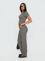Manolo Foldover Pants Brown / Grey Stripe